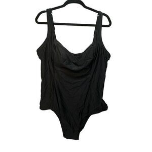 Tidal Bay Contemporary Womens One-Piece Swimsuit Sze 1X Black Swimwear Beach NWT